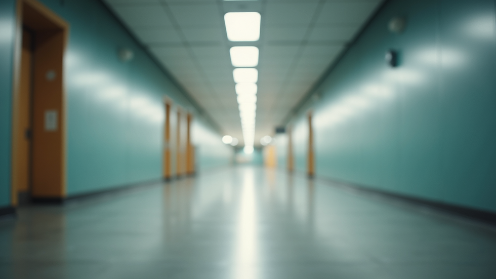Eye-level view of a well-lit hallway with clear walkways