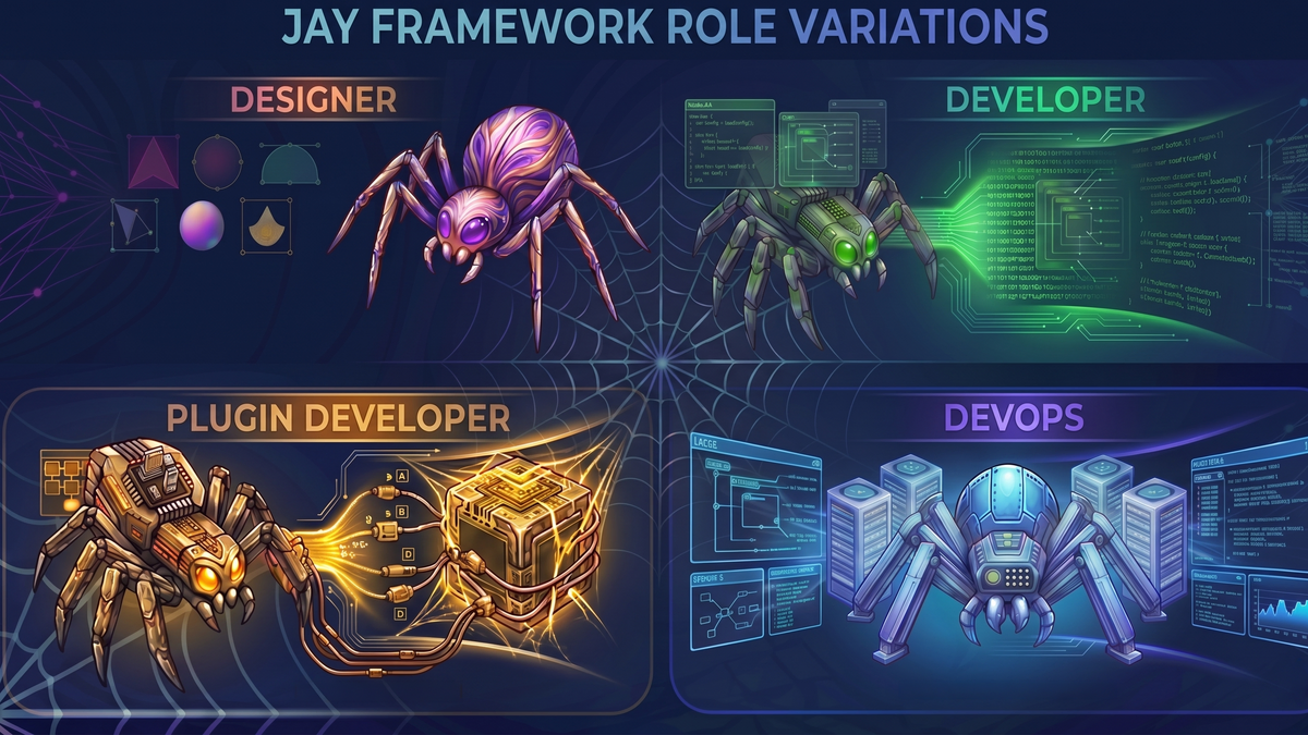 Jay Framework Agent Roles — Designer, Developer, Plugin Developer, and DevOps
