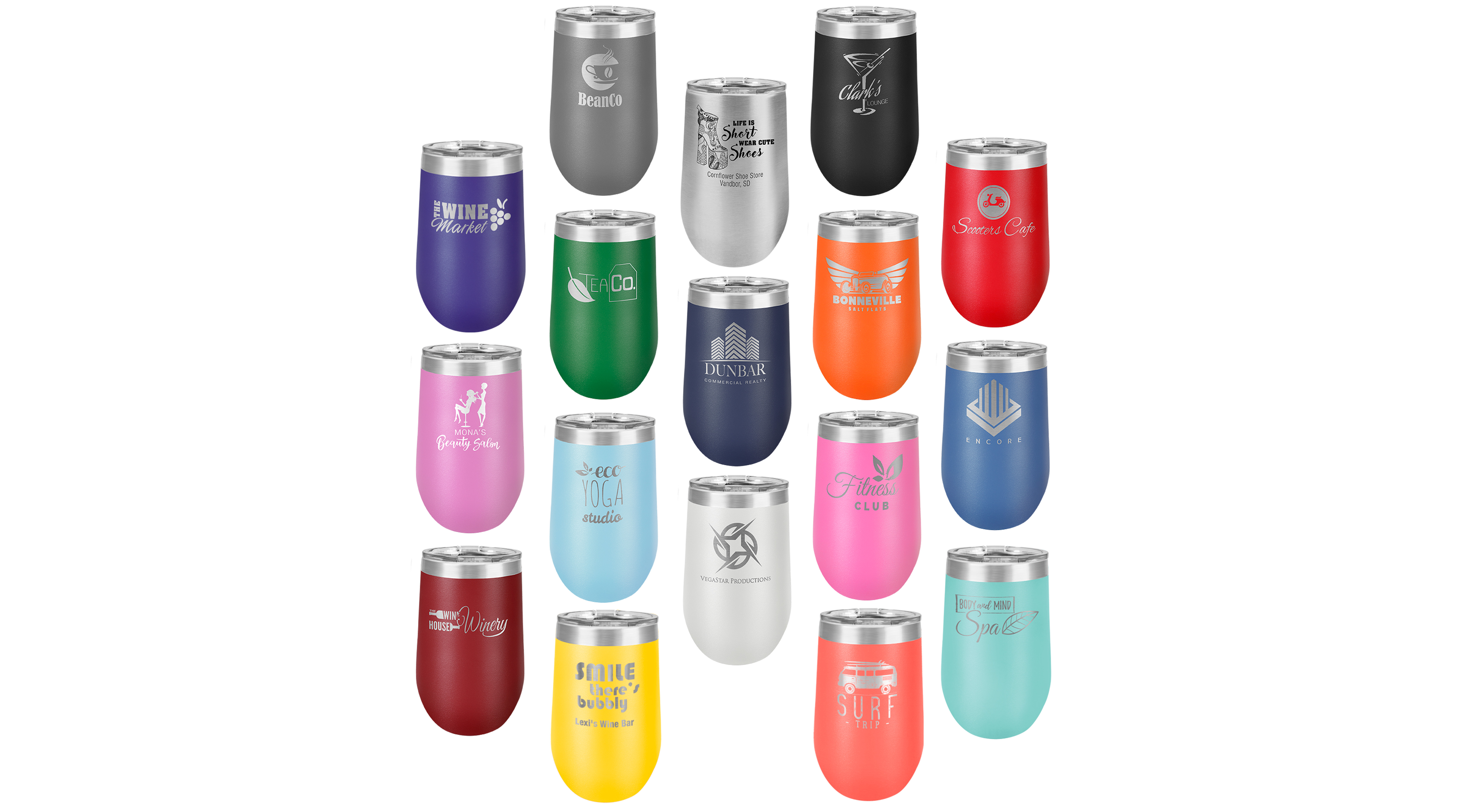 Personalized Laser Engraved Insulated 16 oz. Stemless Wine Tumbler w/Lid