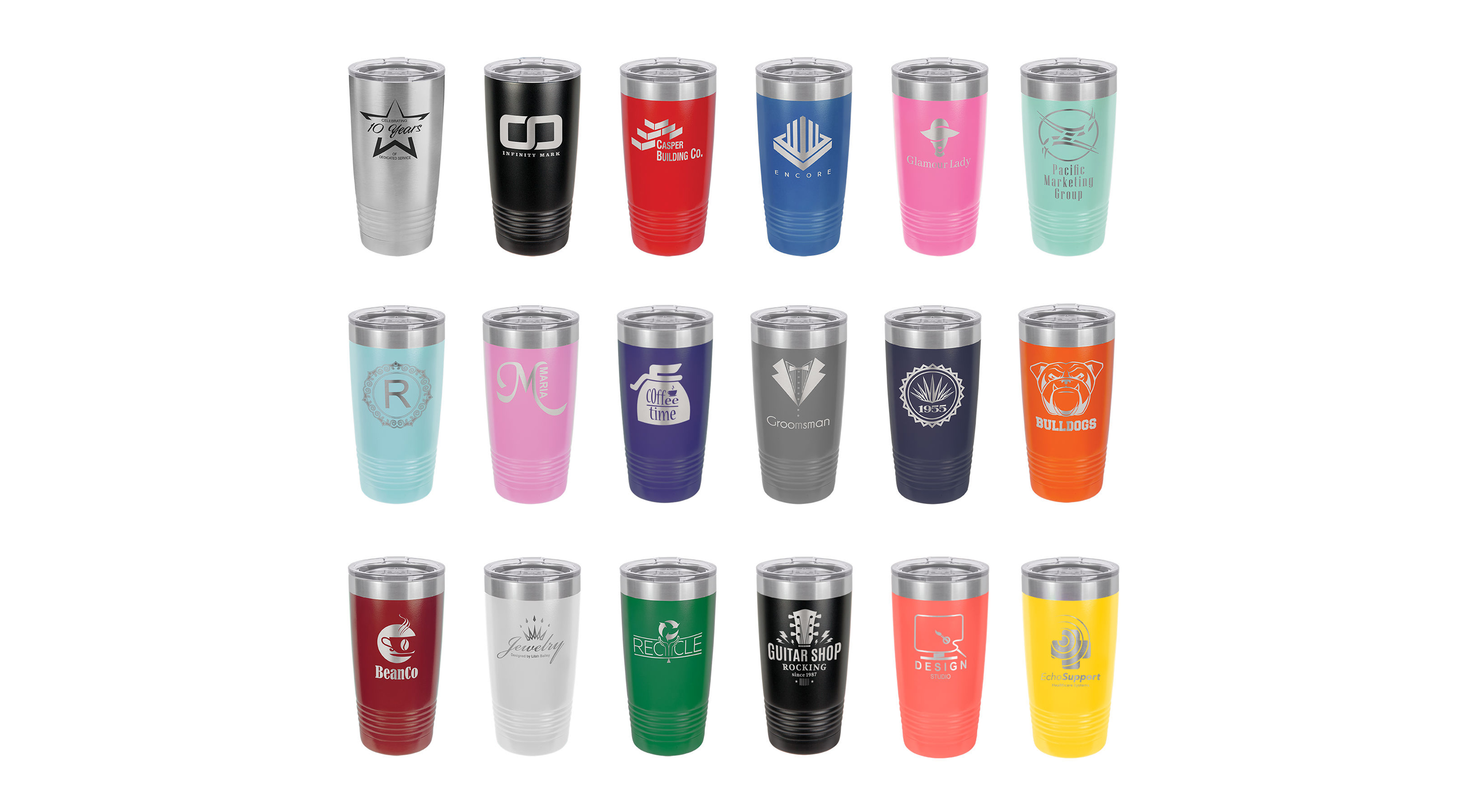 20 oz. Personalized Laser Engraved Ringneck Vacuum Insulated Tumbler w/Clear Lid