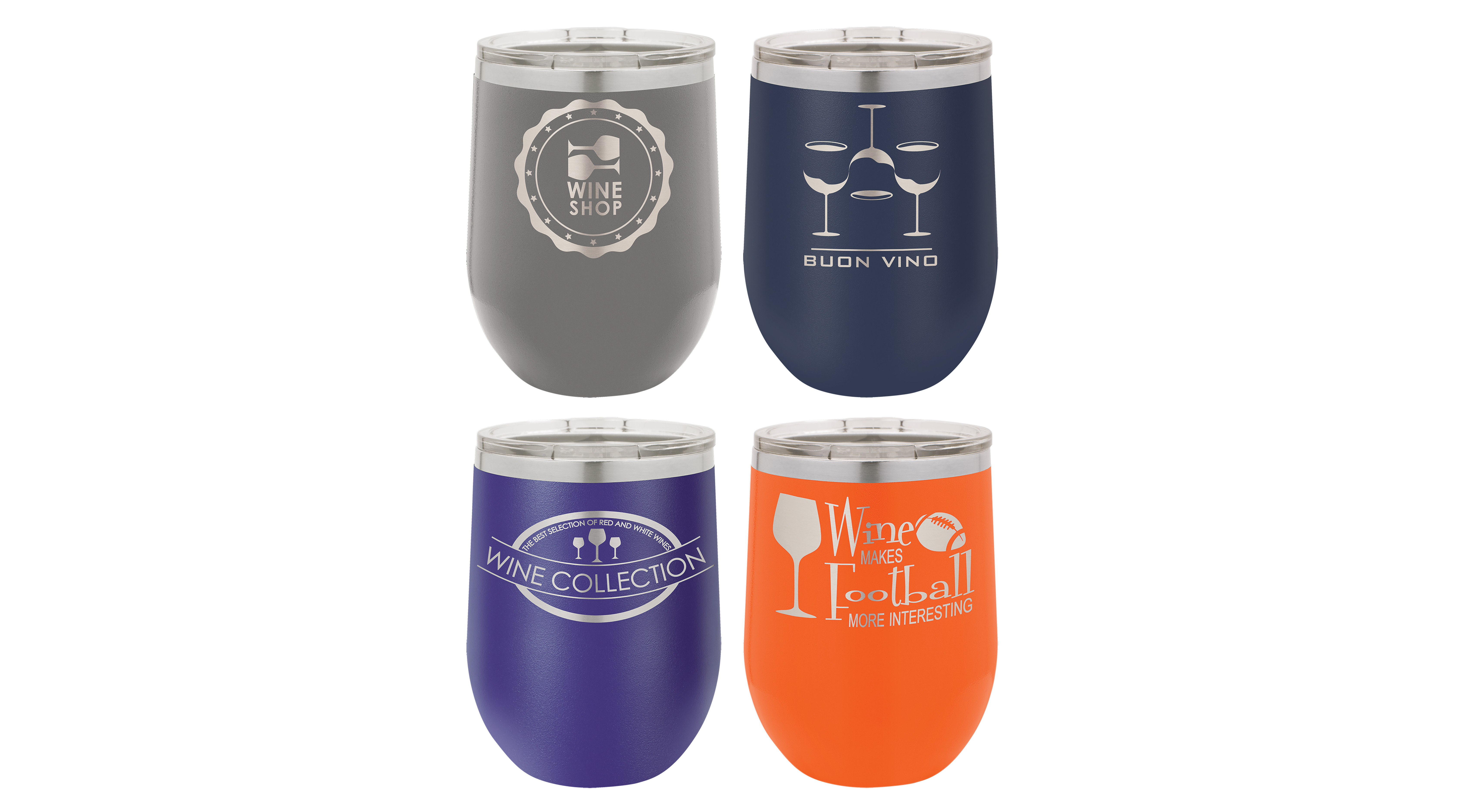 Personalized Laser Engraved Insulated 12 oz Stemless Wine Tumbler w/Lid — photo 3