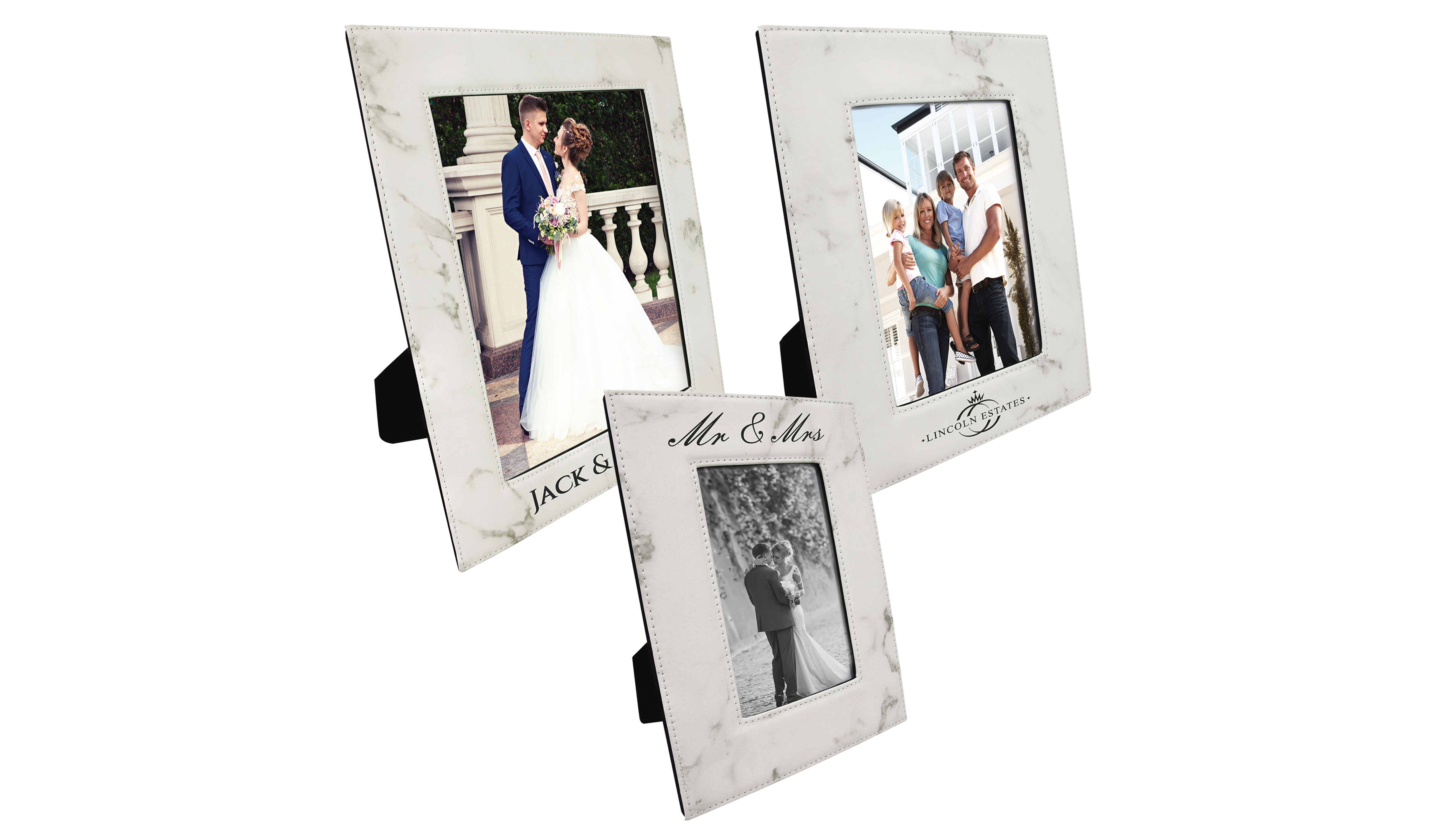 Personalized Marble Leatherette Photo Frame