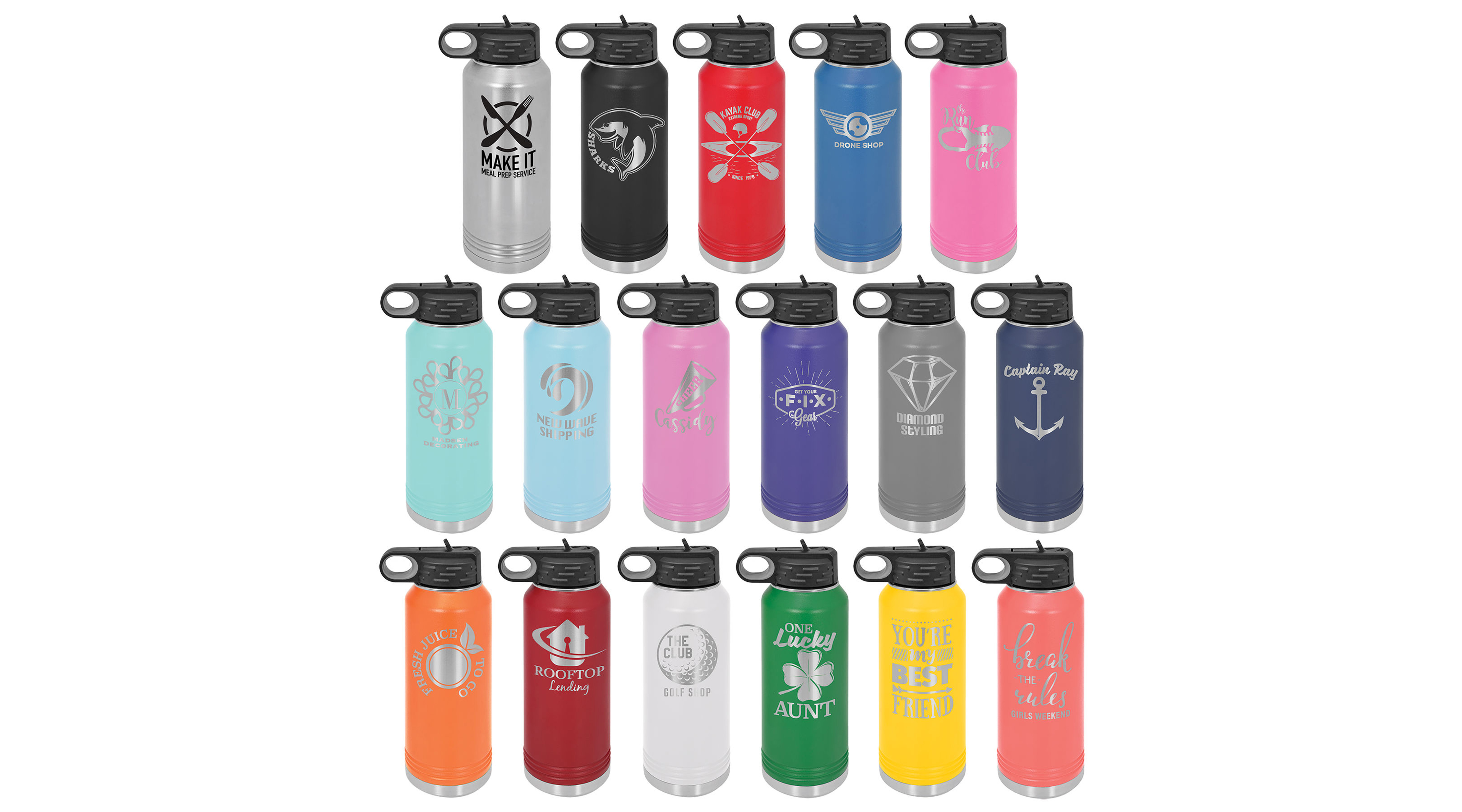 Personalized Laser Engraved 32 oz. Insulated Water Bottle