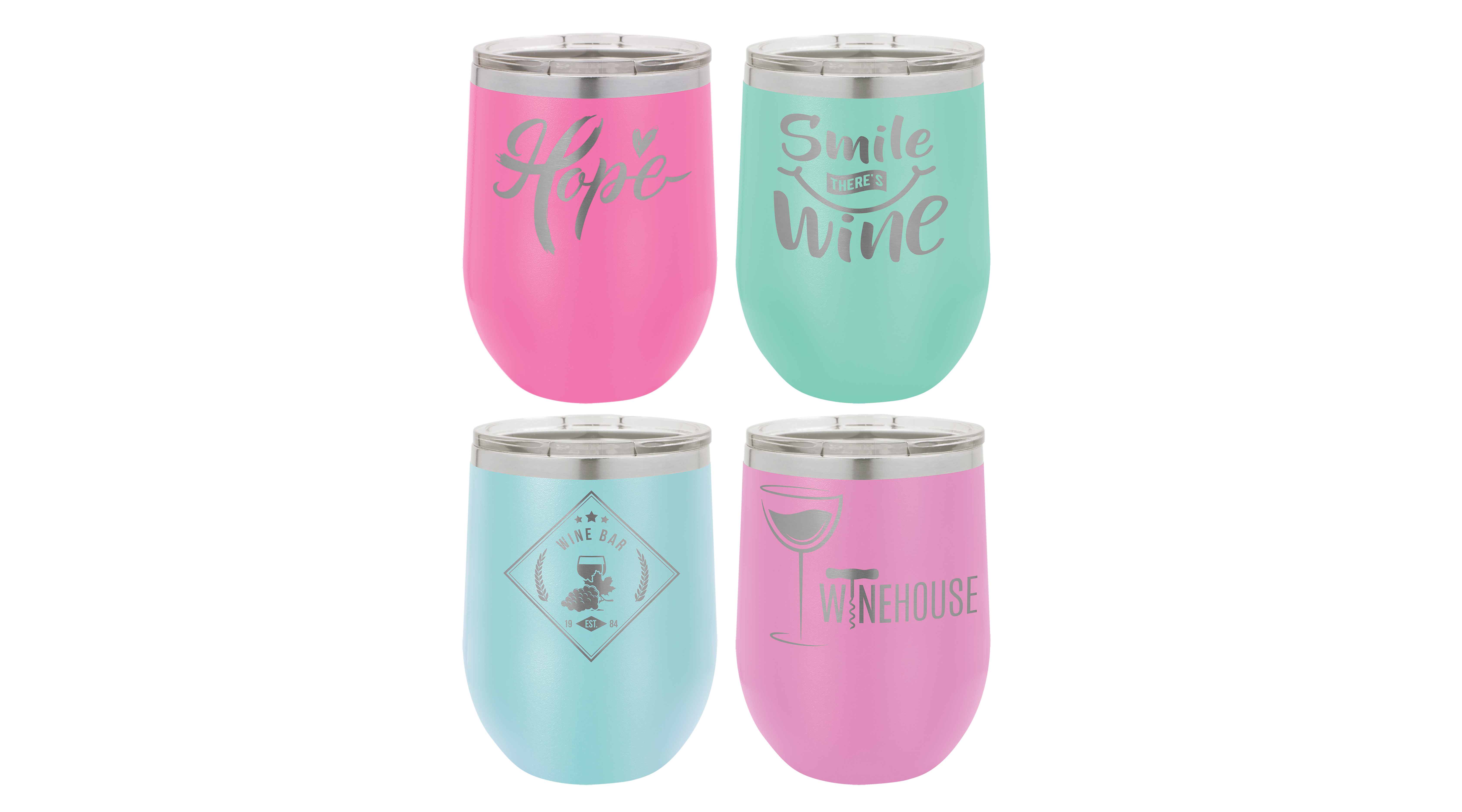 Personalized Laser Engraved Insulated 12 oz Stemless Wine Tumbler w/Lid — photo 5