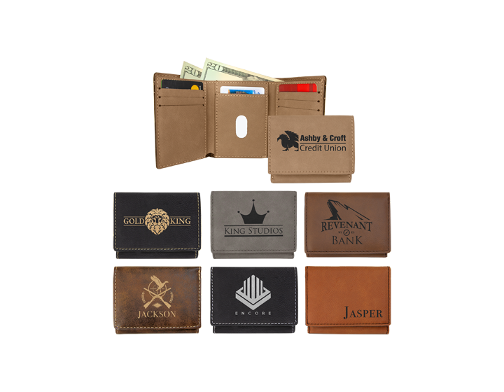 3" x 4" Personalized Leatherette Trifold Wallet