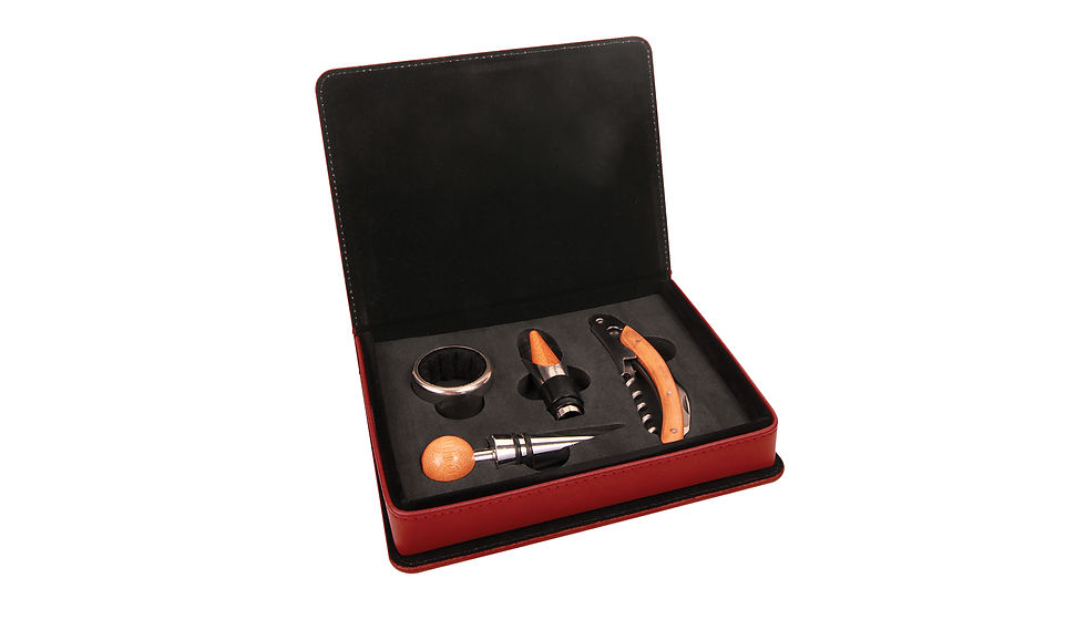 Rose Leatherette 4-Piece Wine Tool Set