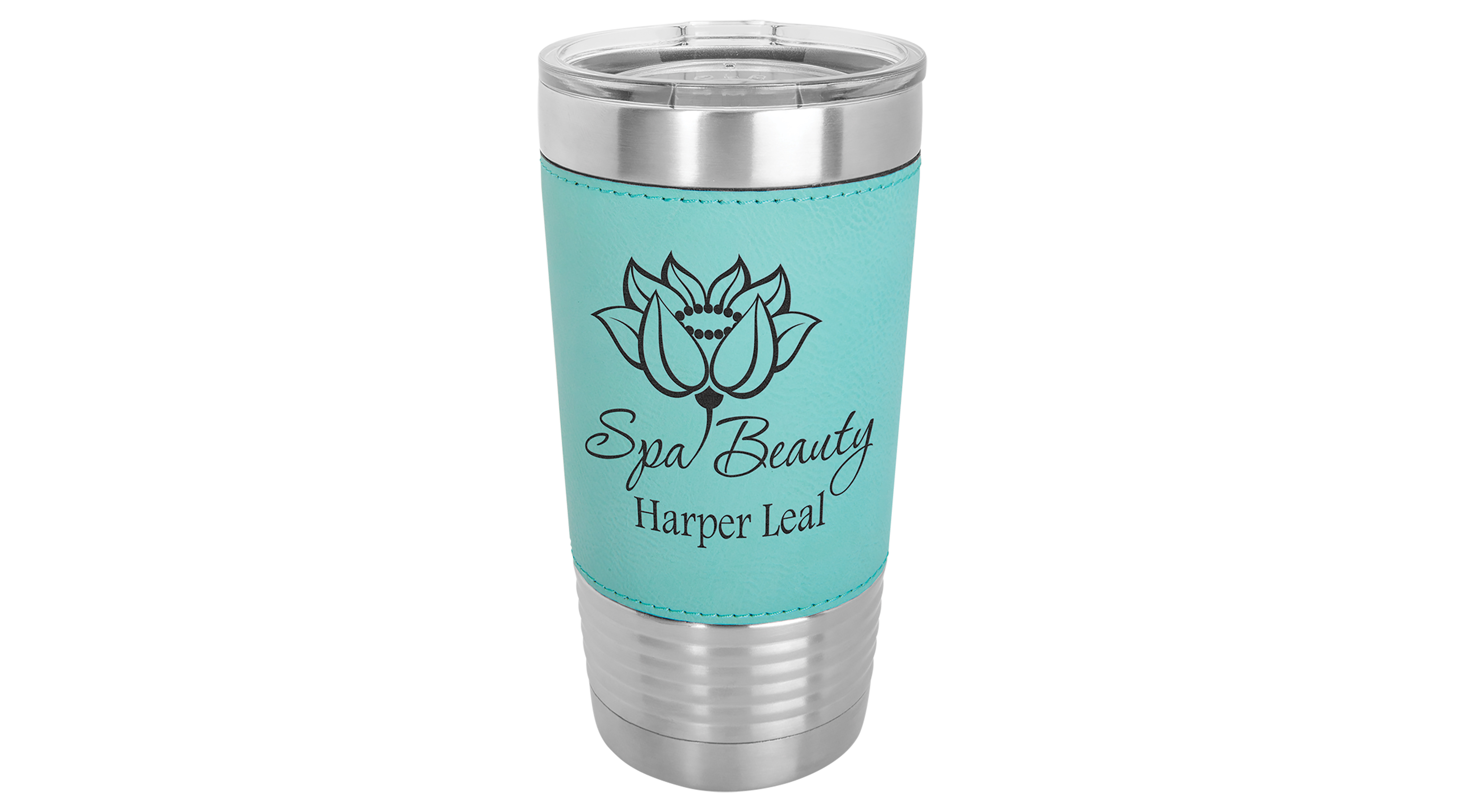  20 oz. Leatherette Tumbler Personalized Laser Engraved with Clear Lid — photo 2