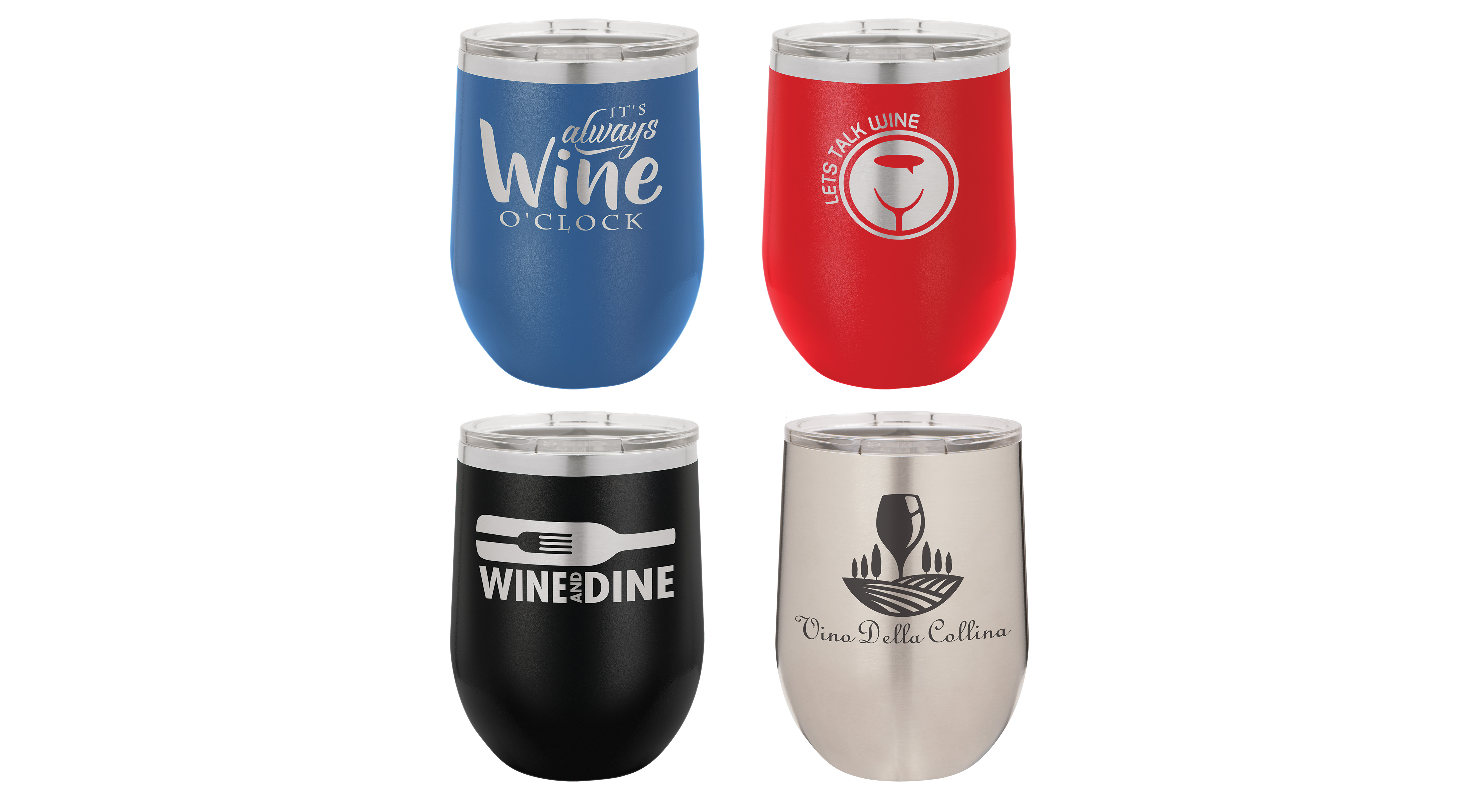 Personalized Laser Engraved Insulated 12 oz Stemless Wine Tumbler w/Lid — photo 4