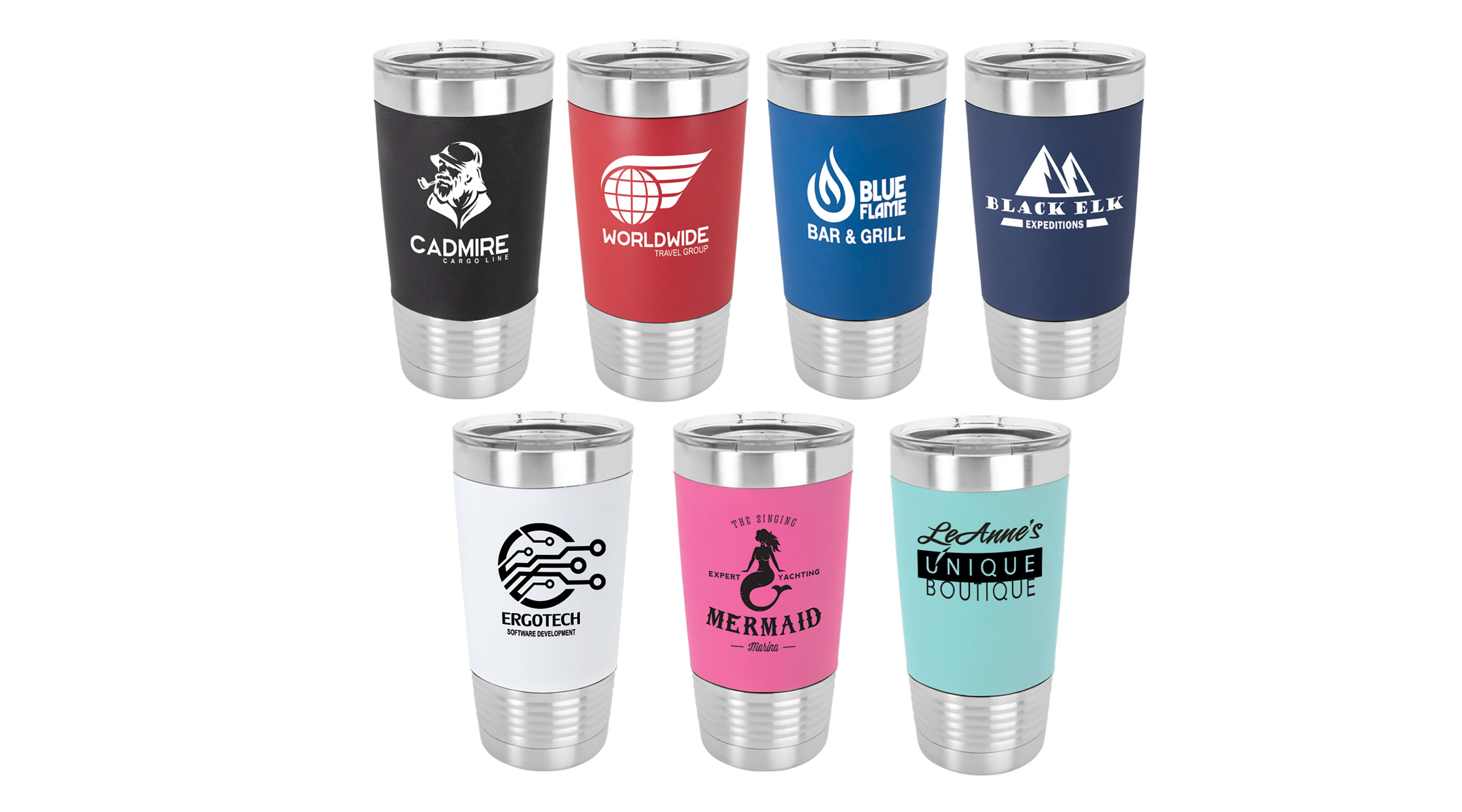 20 oz. Silicone Grip Personalized Laser Engraved Insulated Tumbler