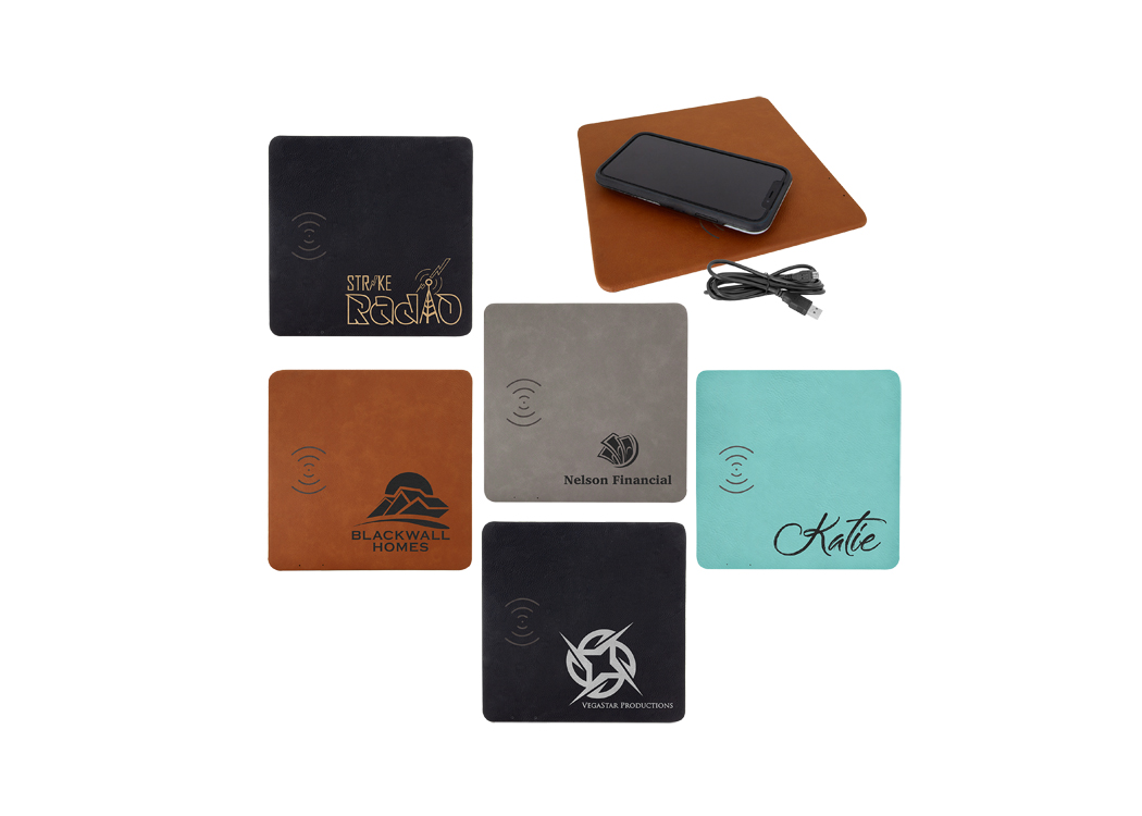 8" x 8" Personalized Leatherette Phone Charging Mat