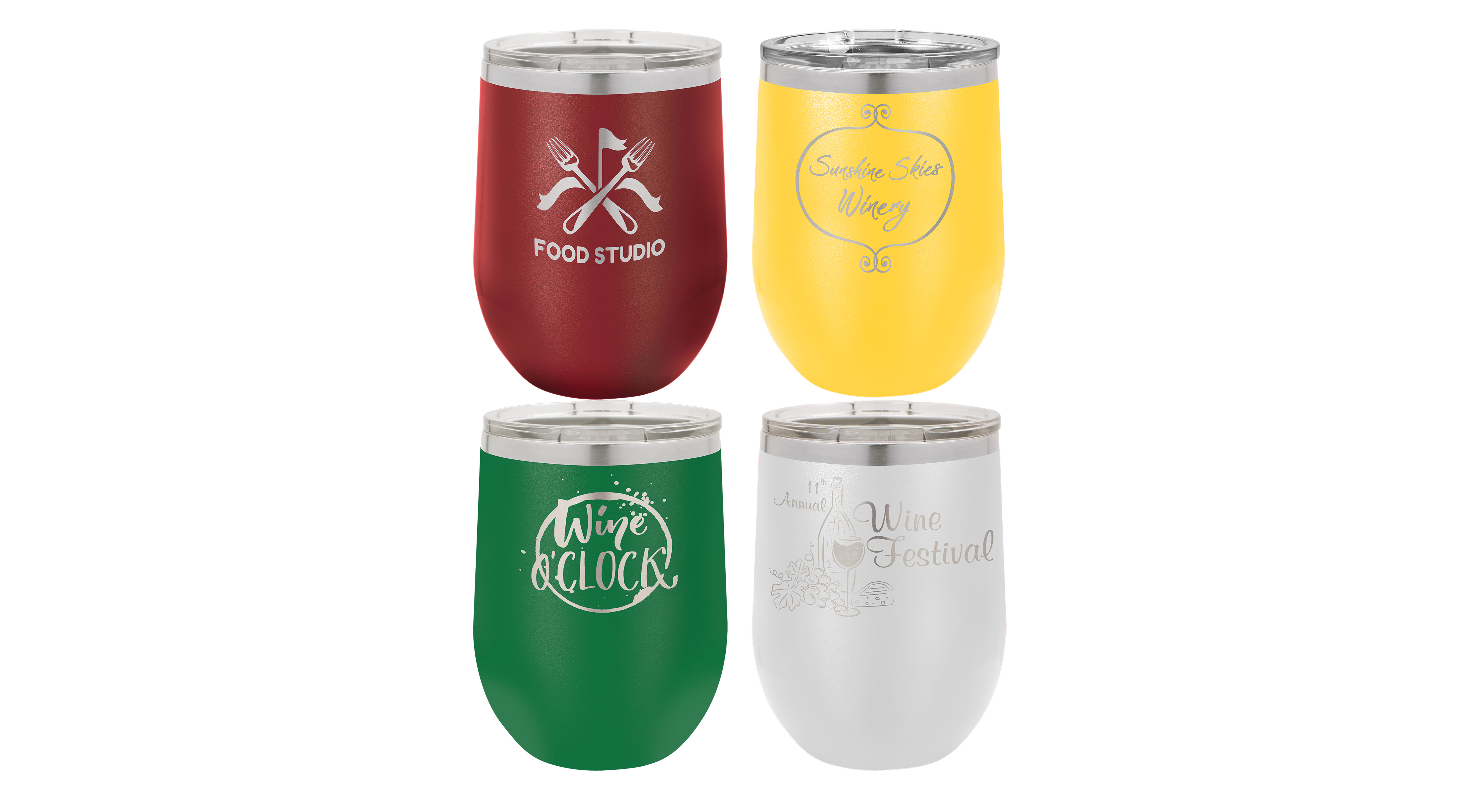 Personalized Laser Engraved Insulated 12 oz Stemless Wine Tumbler w/Lid — photo 2