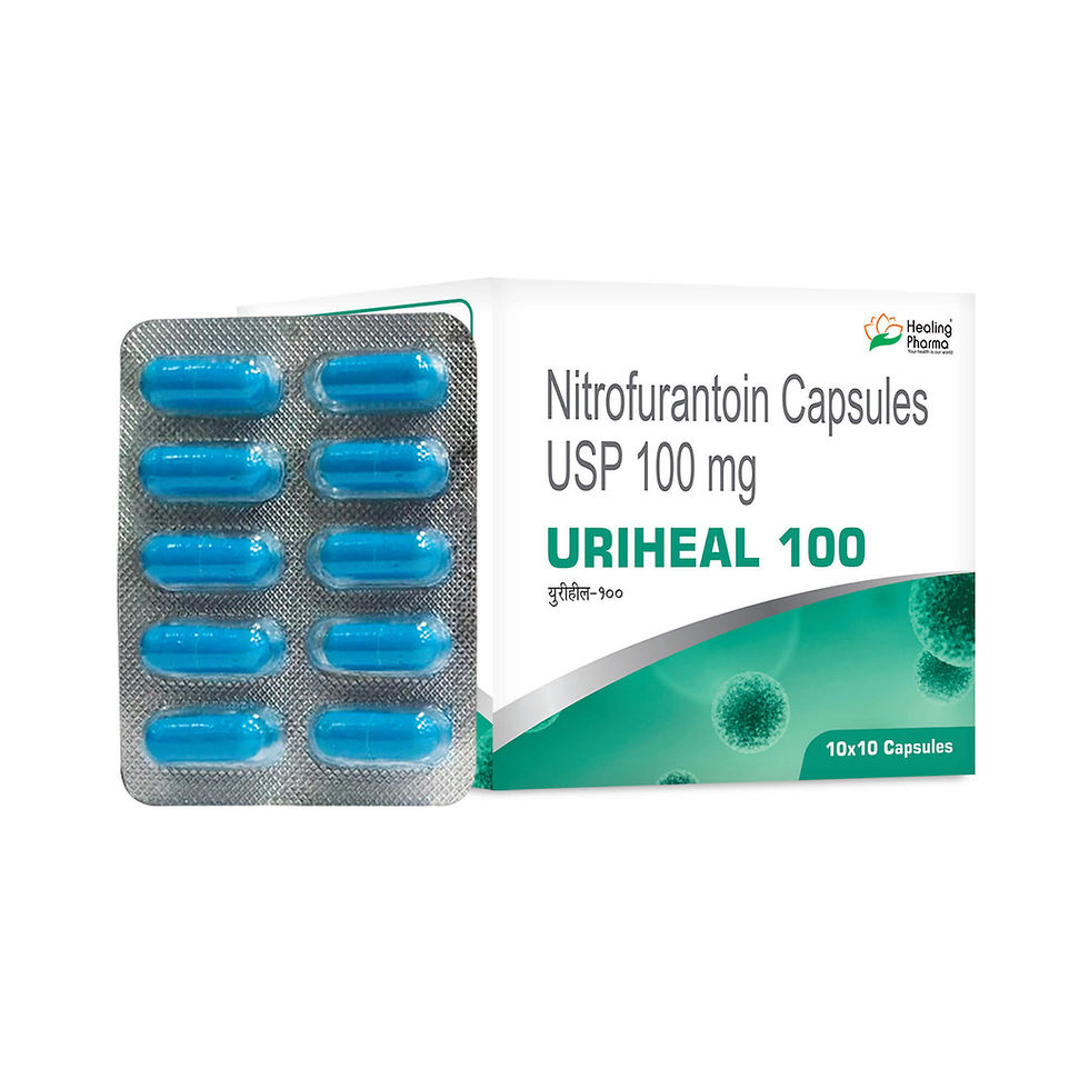 Nitrofurantoin 100 mg (URIHEAL) 10 is used to manage and prevent recurrent urinary tract infections (UTIs)