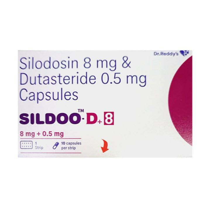 Sildoo D8 8mg/0.5mg Capsule (Silodosin /Dutasteride) is a combination of two medicines-skymeds