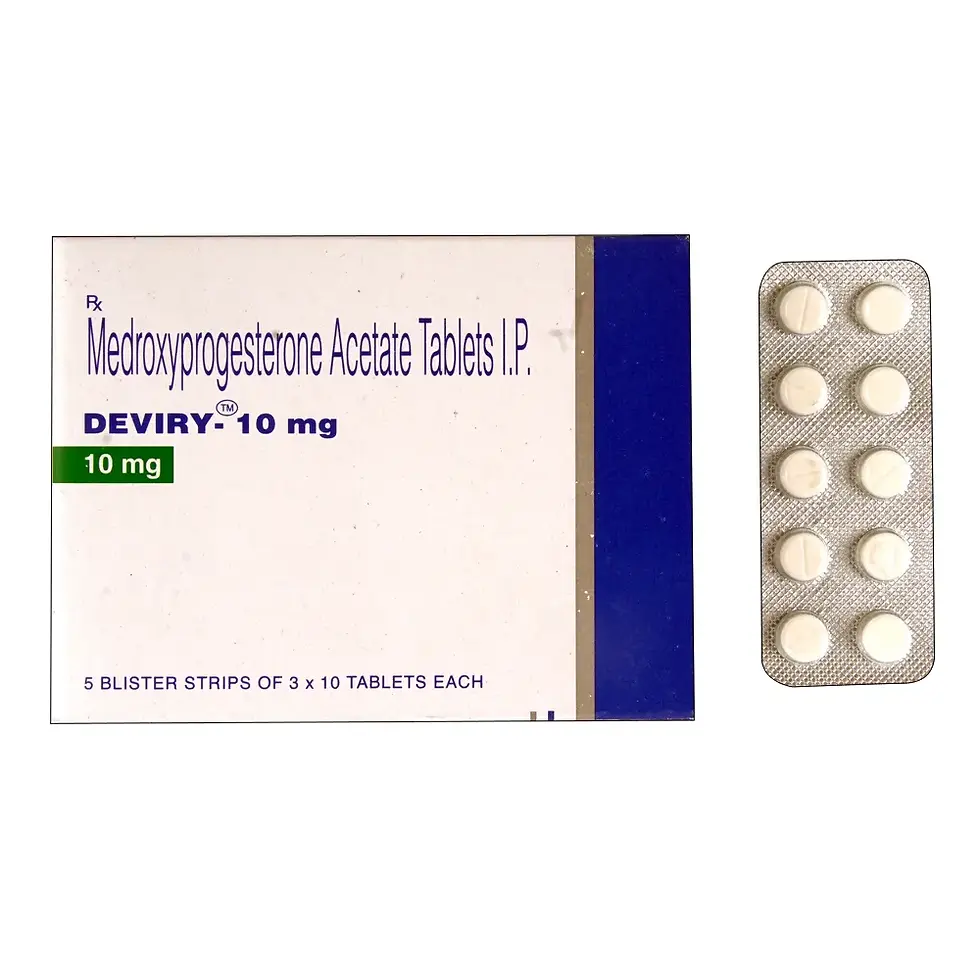 Deviry 10 mg (Medroxyprogesterone) is similar to the progesterone hormone naturally | skymeds