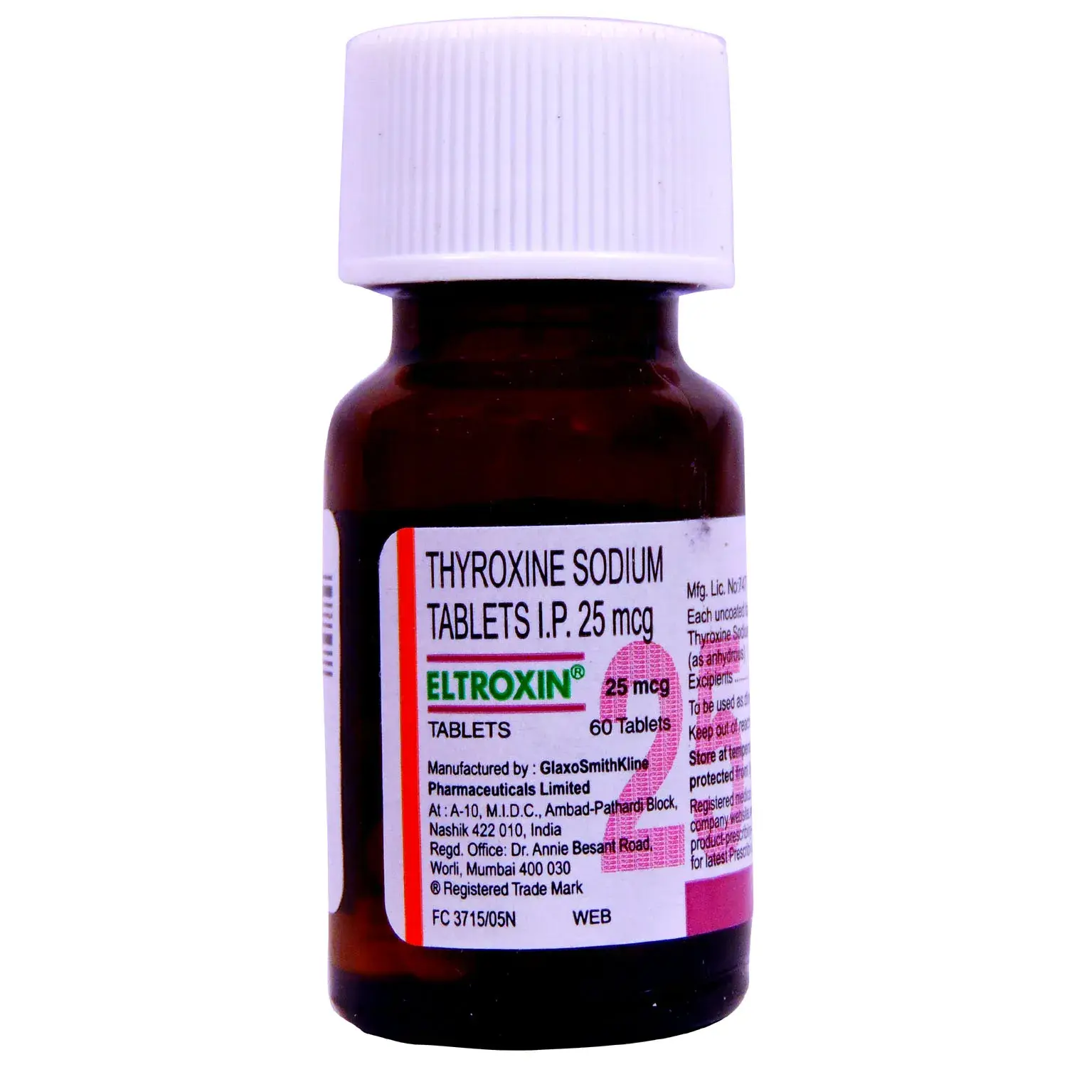 Eltroxin 25 mcg (Thyroxine Sodium) is a medicine used to treat an underactive thyroid gland | skymeds