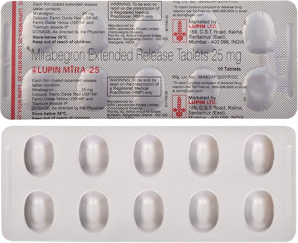 Lupin Mira 25mg Tablet (Mirabegron 25) is used to treat symptoms of overactive bladder-skymeds