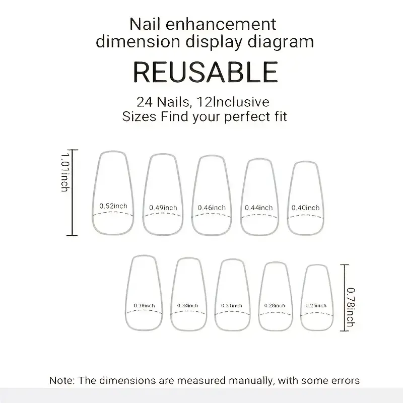 Thumbnail: 24 Pcs Glossy Coffin Press On Nails with Heart Designs