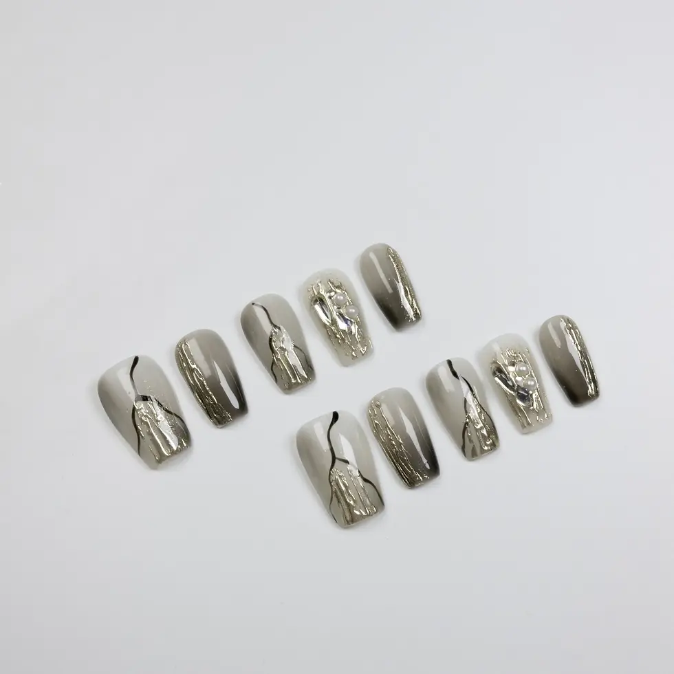 MAOLEETO Metallic Streamers Press On Nails