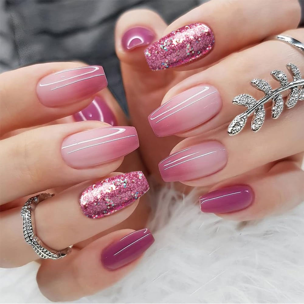 LTTECH Press on Nails Matte Full Cover French Design False Nails with Glue Full
