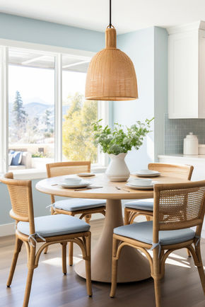 coastal rattan dining room decor