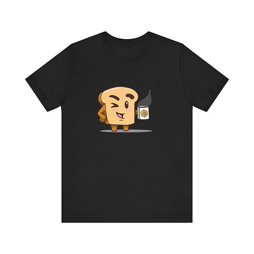 toast drinking coffee_White Text