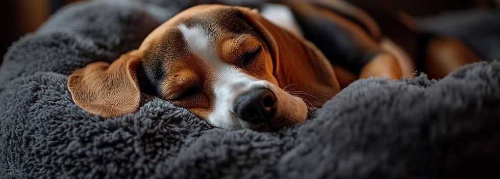 adorable beagle endormi dans un coussin confortable