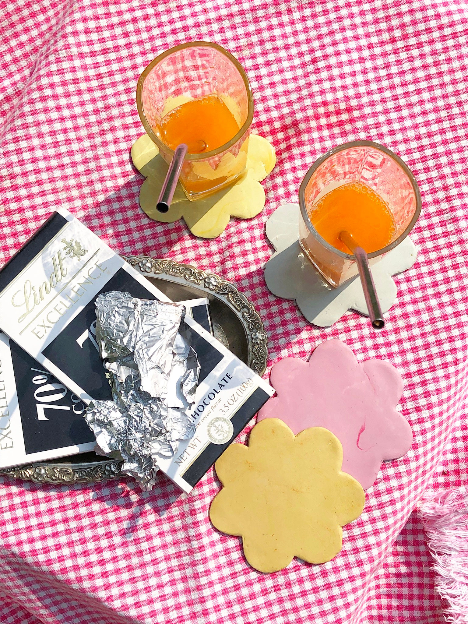 Pastel Daisy Clay Coasters (Set of 2)