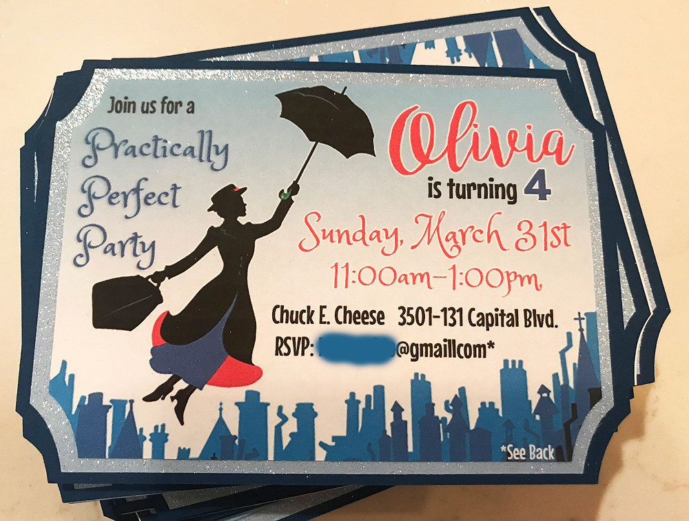 Handmade Mary Poppins Invitation