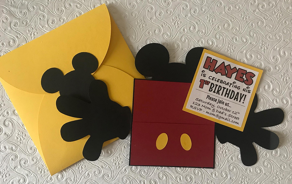 Mickey mouse handmade birthday invitation fully open