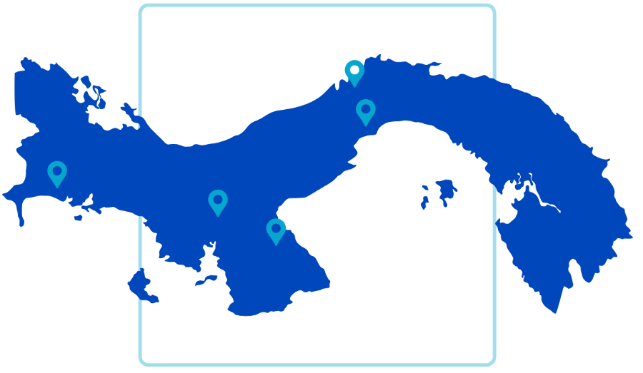 Mapa de la Ciudad de Panamá que indica la cobertura total del servicio de mensajería