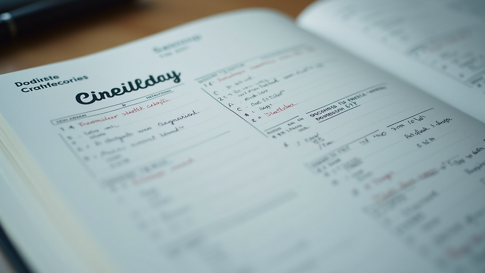 Close-up view of a content calendar with notes and dates