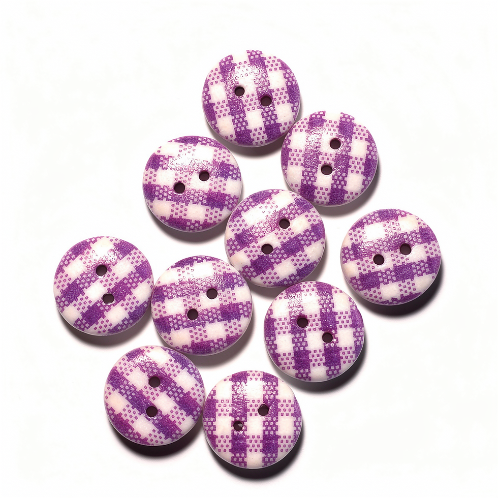 10 boutons en bois motif rayés mauve