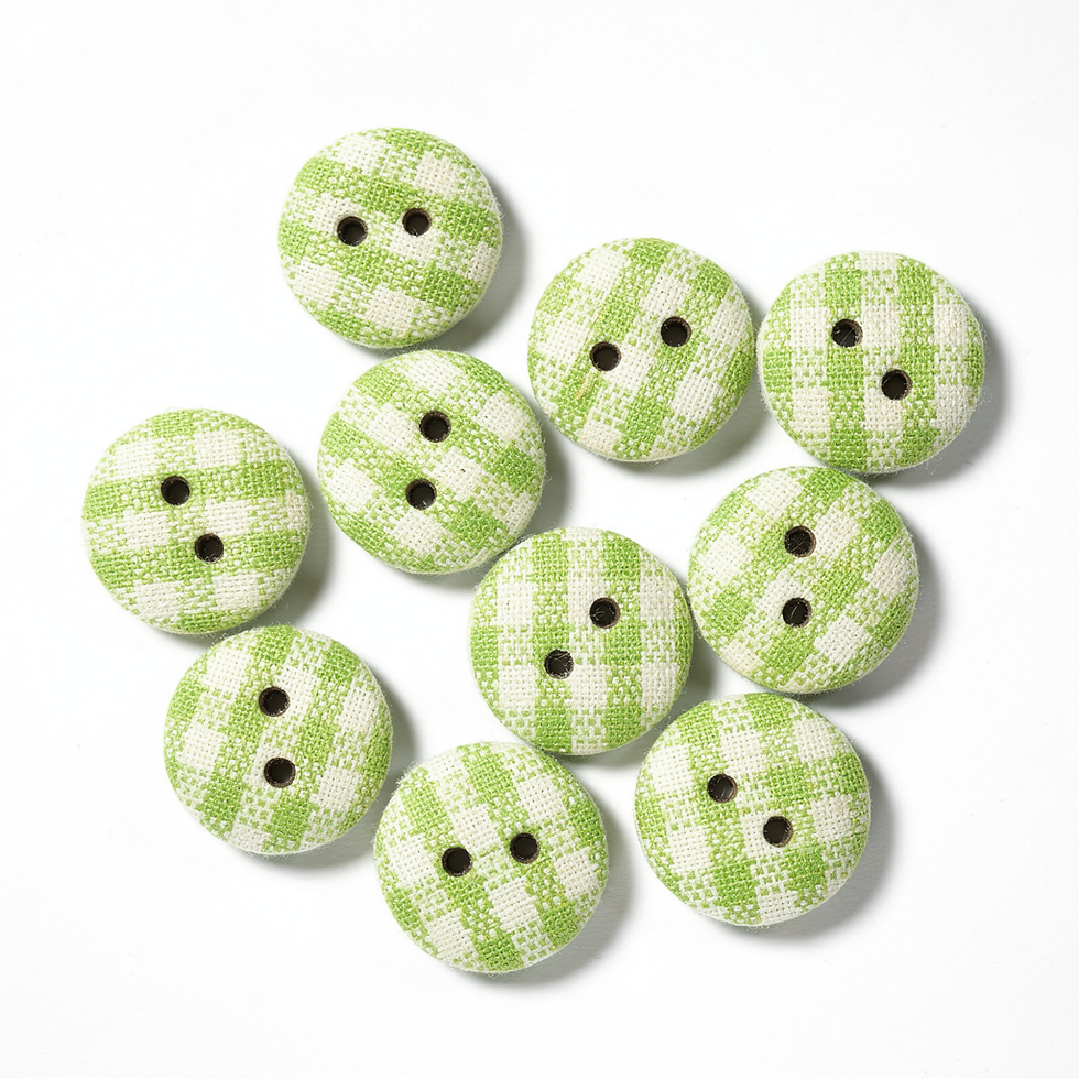 10 boutons en bois motif rayé VERT