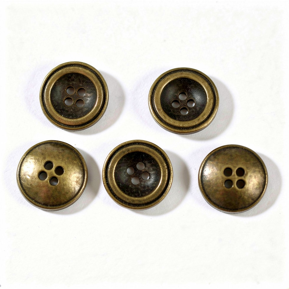 5 boutons en métal couleur laiton