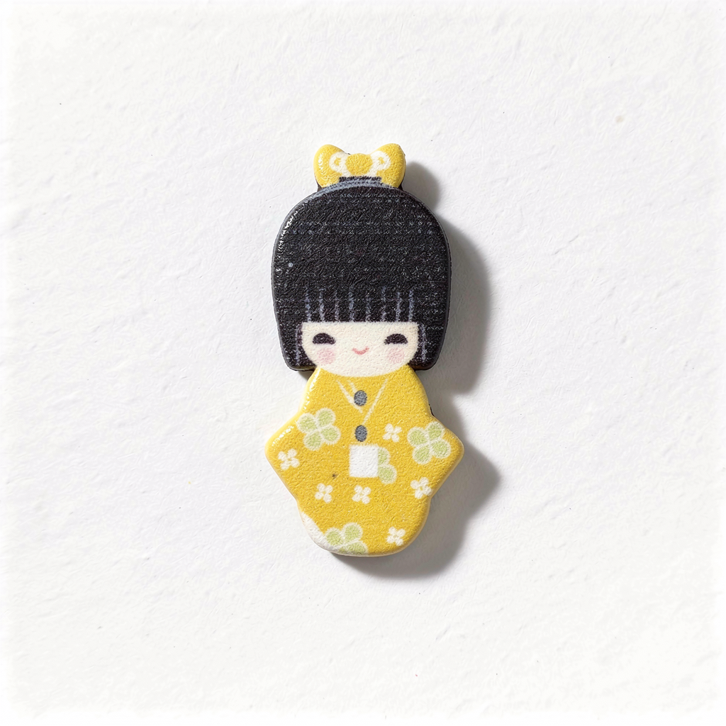 1 Bouton bois motif japonaise