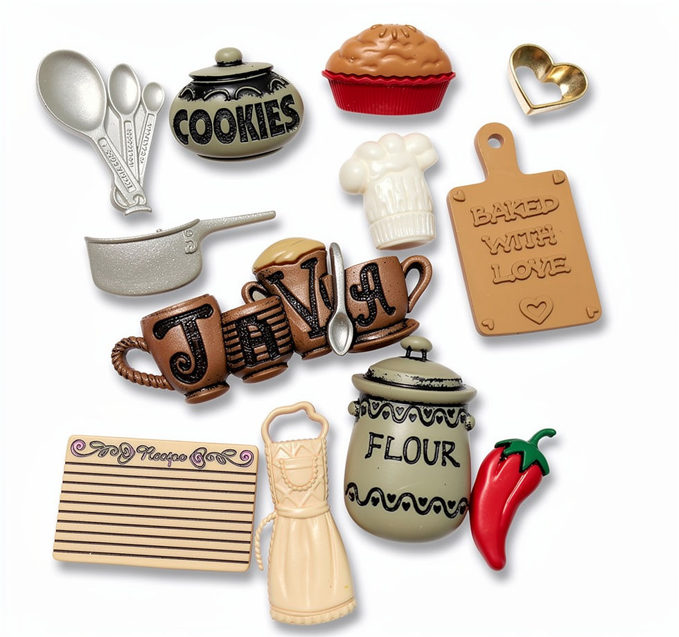 Boutons en forme de matériels de cuisine
