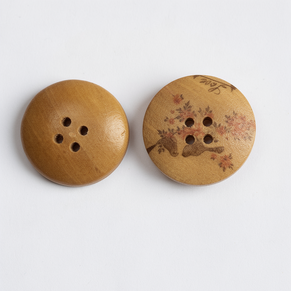 1 bouton bois motif fleurs