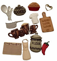 boutons en forme de cuillère , de tablier , piment , menu