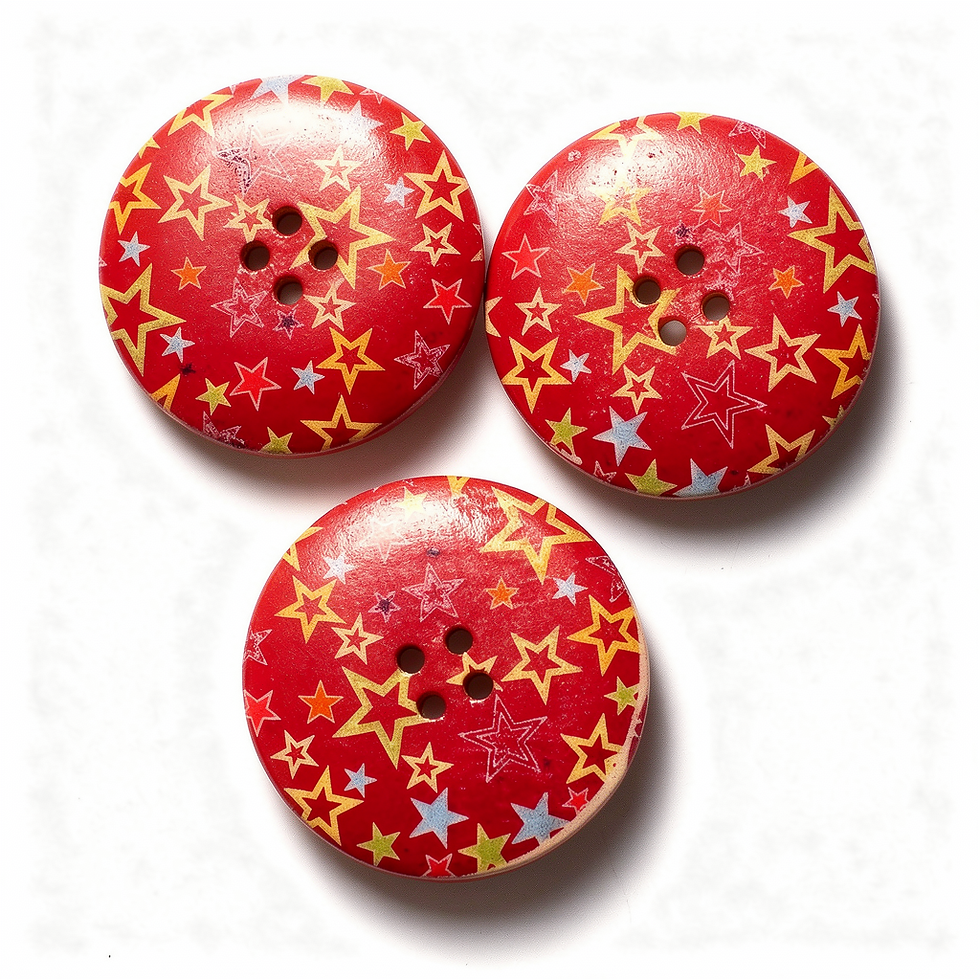 3 boutons en bois aux motifs d étoiles
