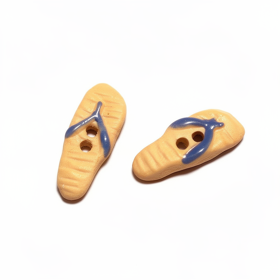 2 boutons en céramique aux motifs de sandales