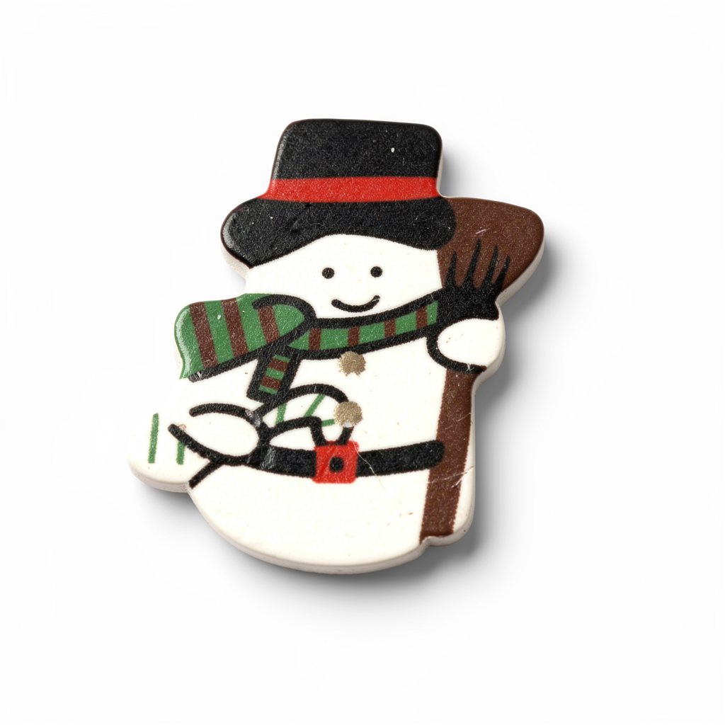 1 bouton en forme de bonhomme de neige