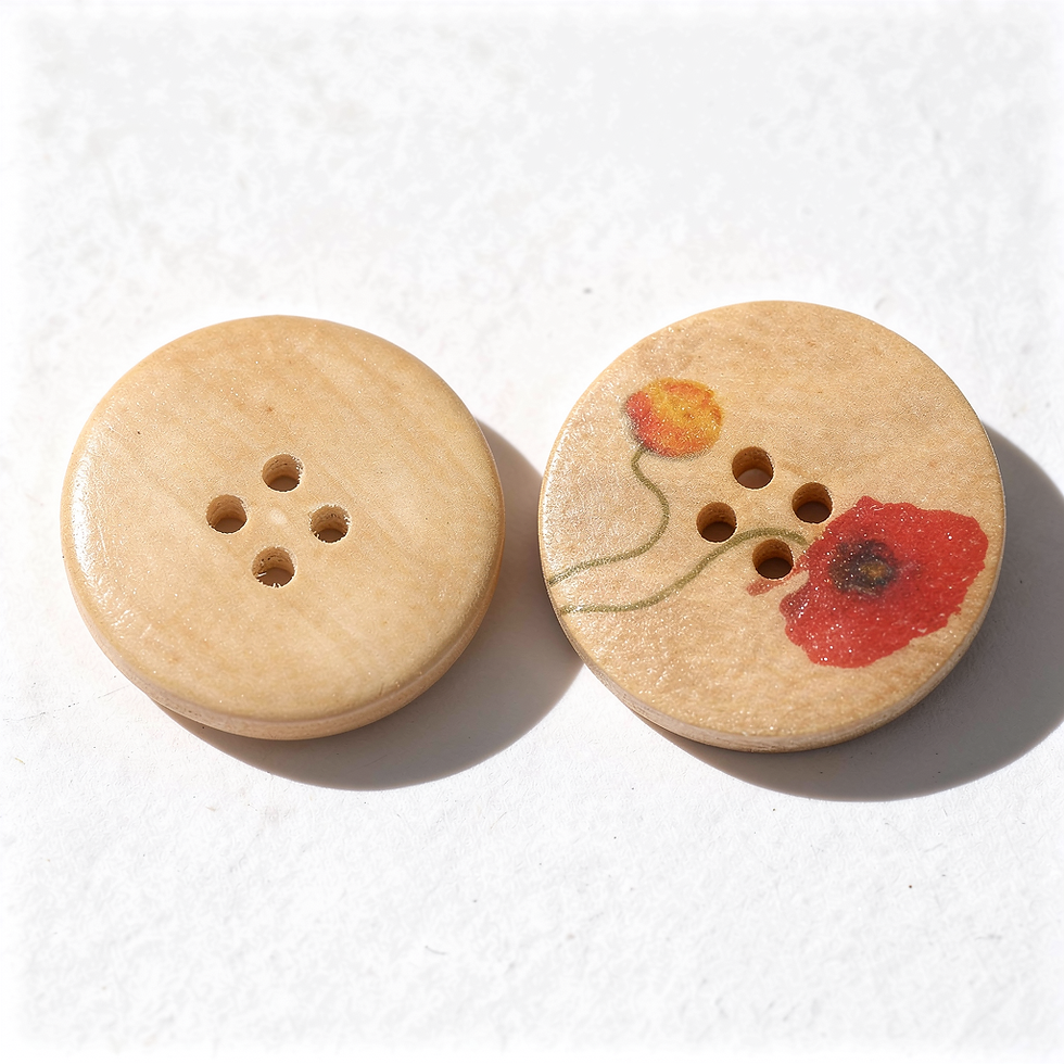 1 bouton bois motif fleurs