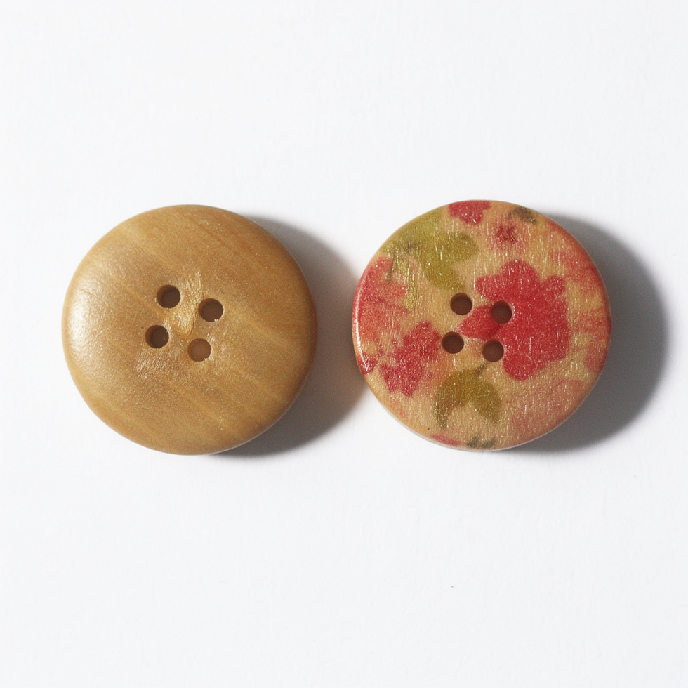 1 bouton bois motif fleurs