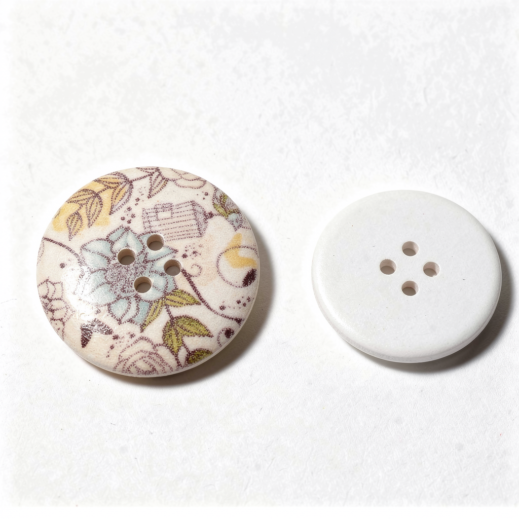 1 bouton bois motif fleurs