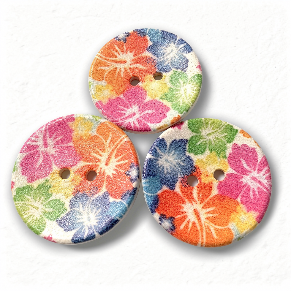 3 boutons bois aux motifs fleurs