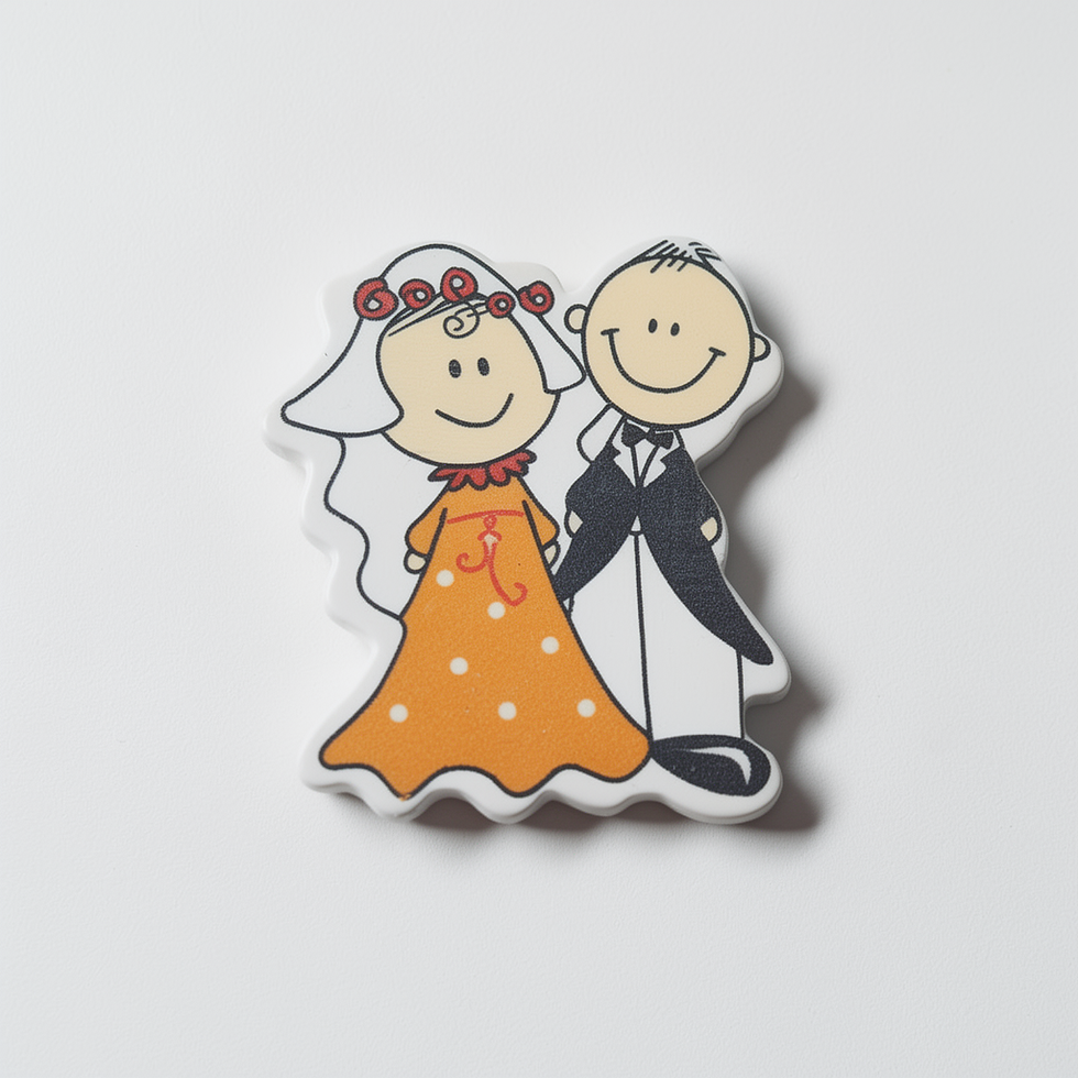 1 Bouton bois  au motif couple marrié
