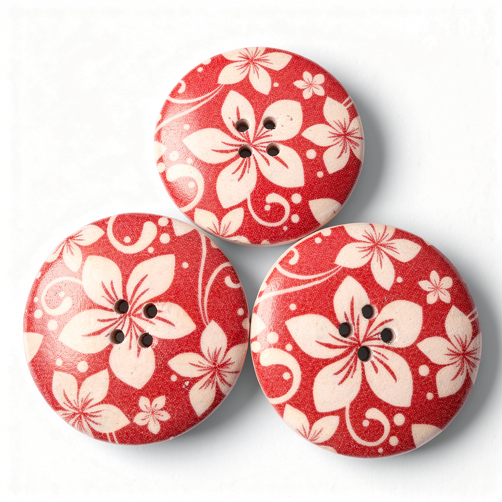 3 boutons bois motif fleurs