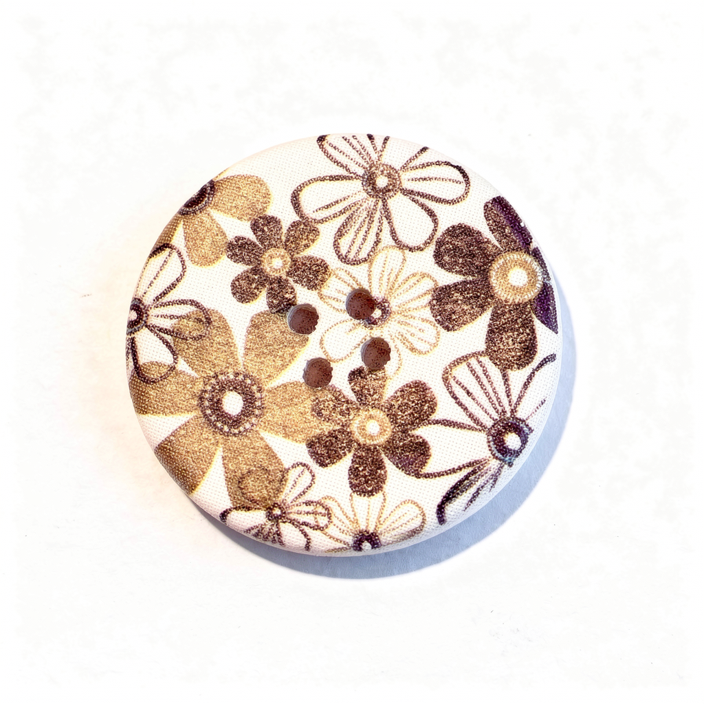 1 bouton bois motif fleurs