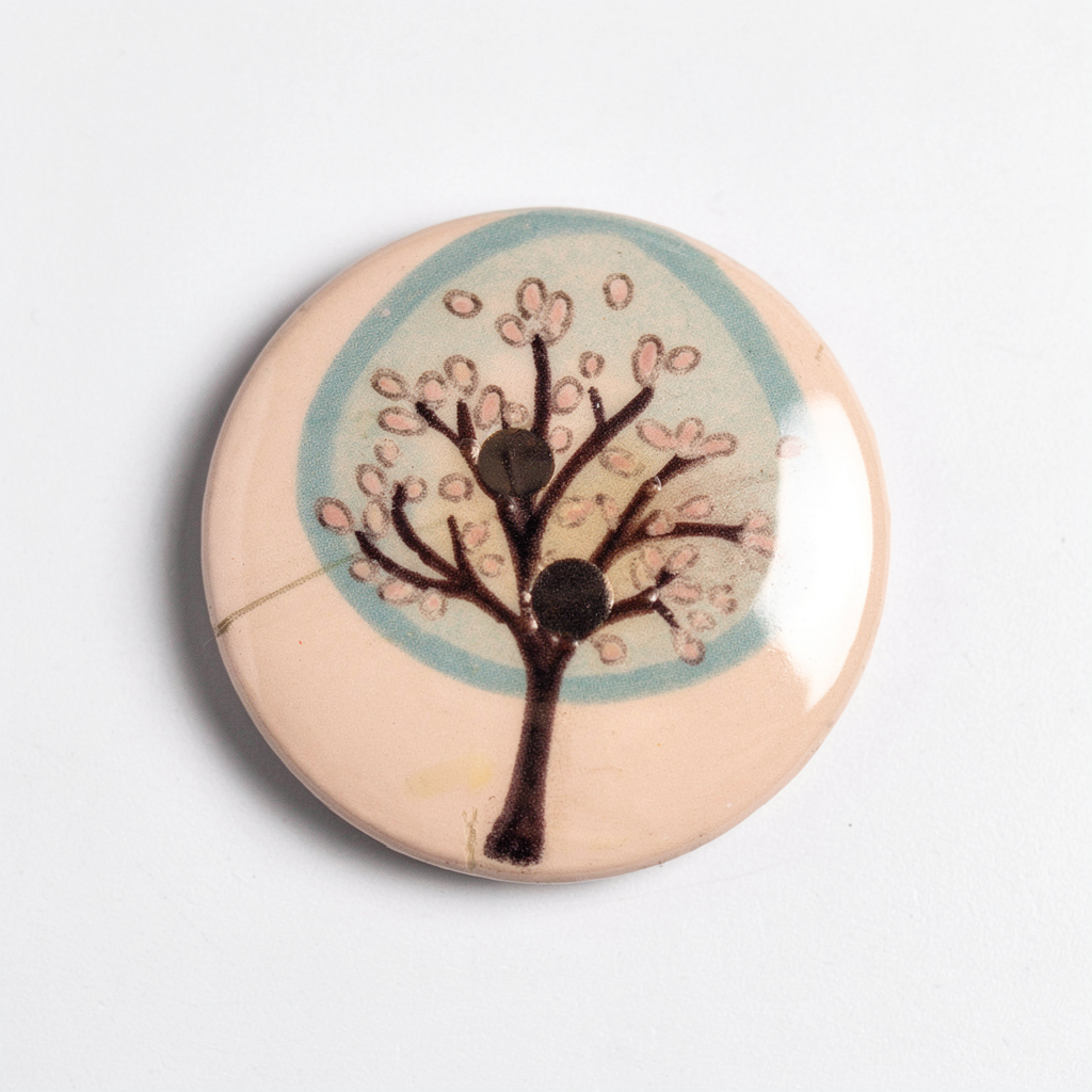 1 bouton bois au motif arbre