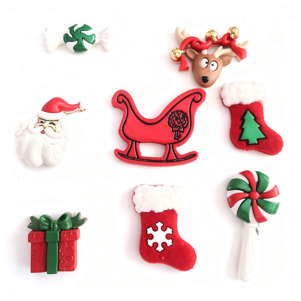 Boutons en formes de personnages de noel